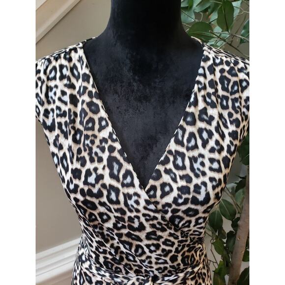 Apt. 9 Dress Women's XL Multi Leopard Print Tie Waist Sleeveless V Neck - Picture 12 of 12